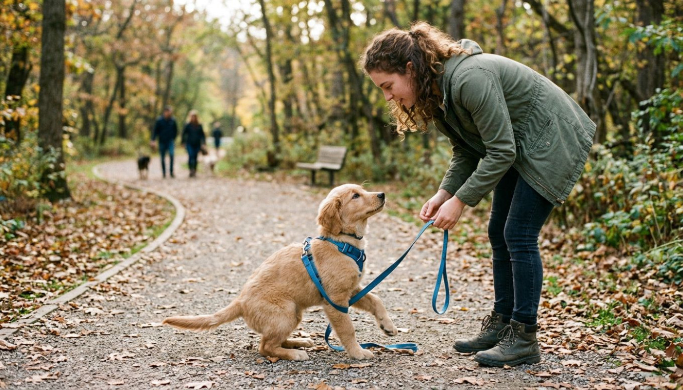Petites mésaventures de promenade : ce que cache le langage d’un chiot